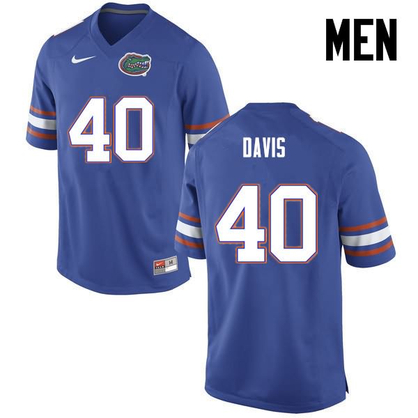 NCAA Florida Gators Jarrad Davis Men's #40 Nike Blue Stitched Authentic College Football Jersey OUO4164PN